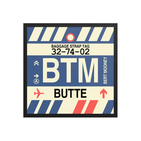 BTM Butte Framed Print • Jet Age Baggage Tag Design • YHM Designs - Image 01