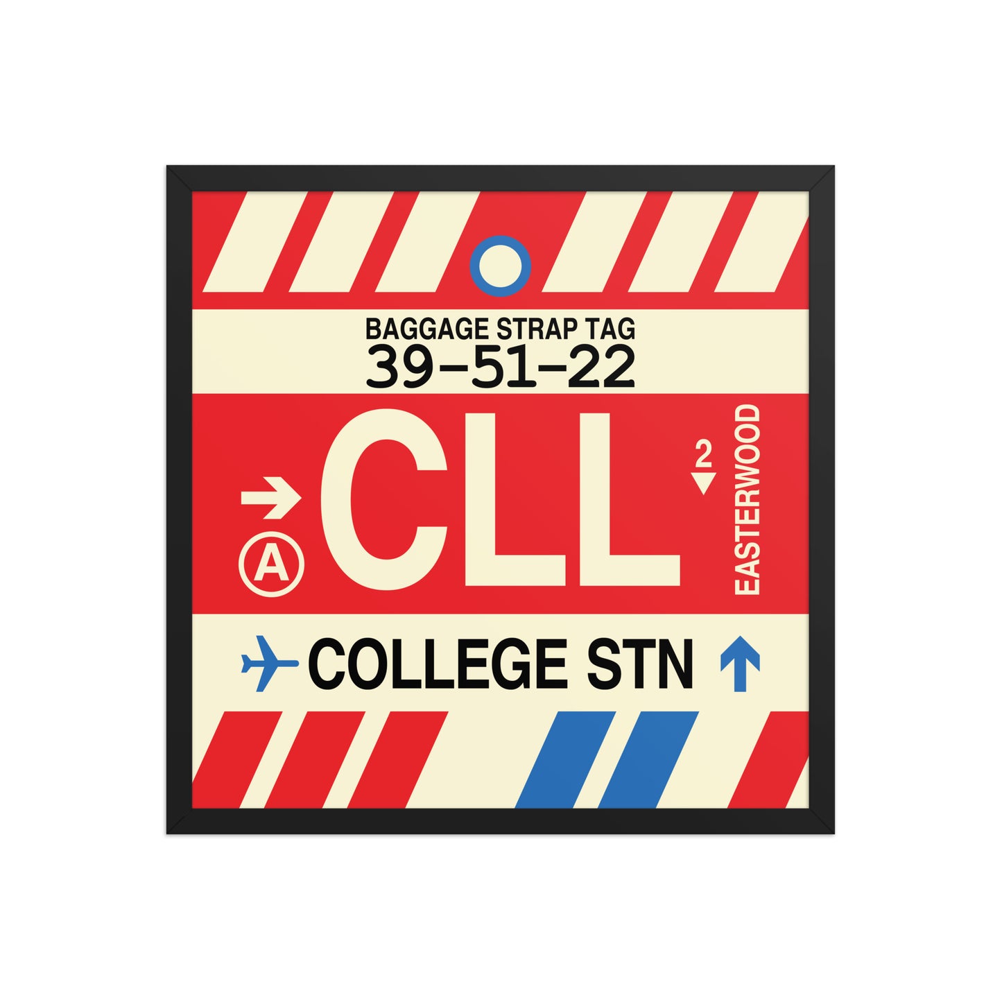 CLL College Station Framed Print • Jet Age Baggage Tag Design • YHM Designs - Image 01