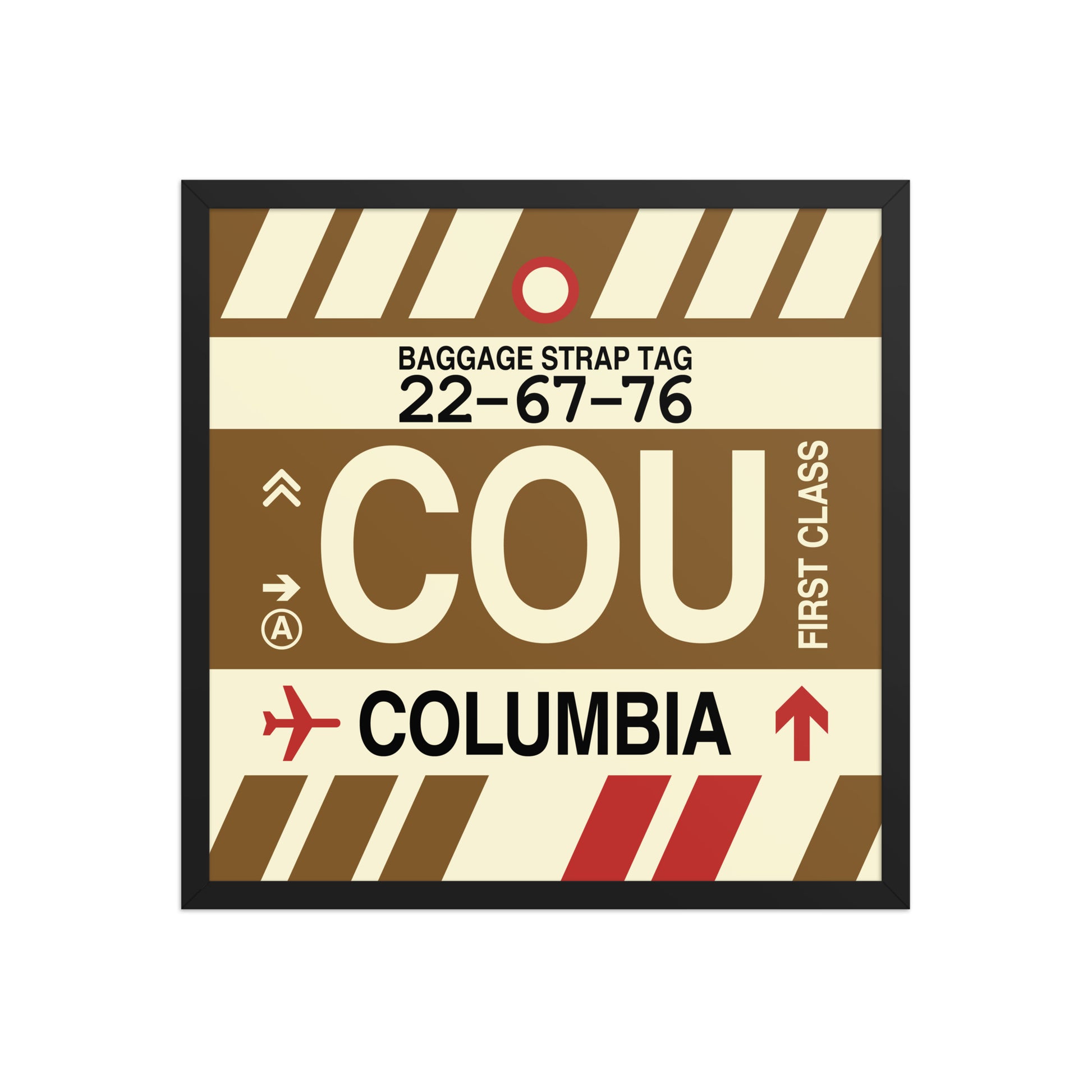 COU Columbia Framed Print • Jet Age Baggage Tag Design • YHM Designs - Image 01