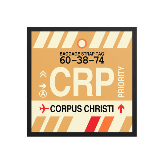 CRP Corpus Christi Framed Print • Jet Age Baggage Tag Design • YHM Designs - Image 01