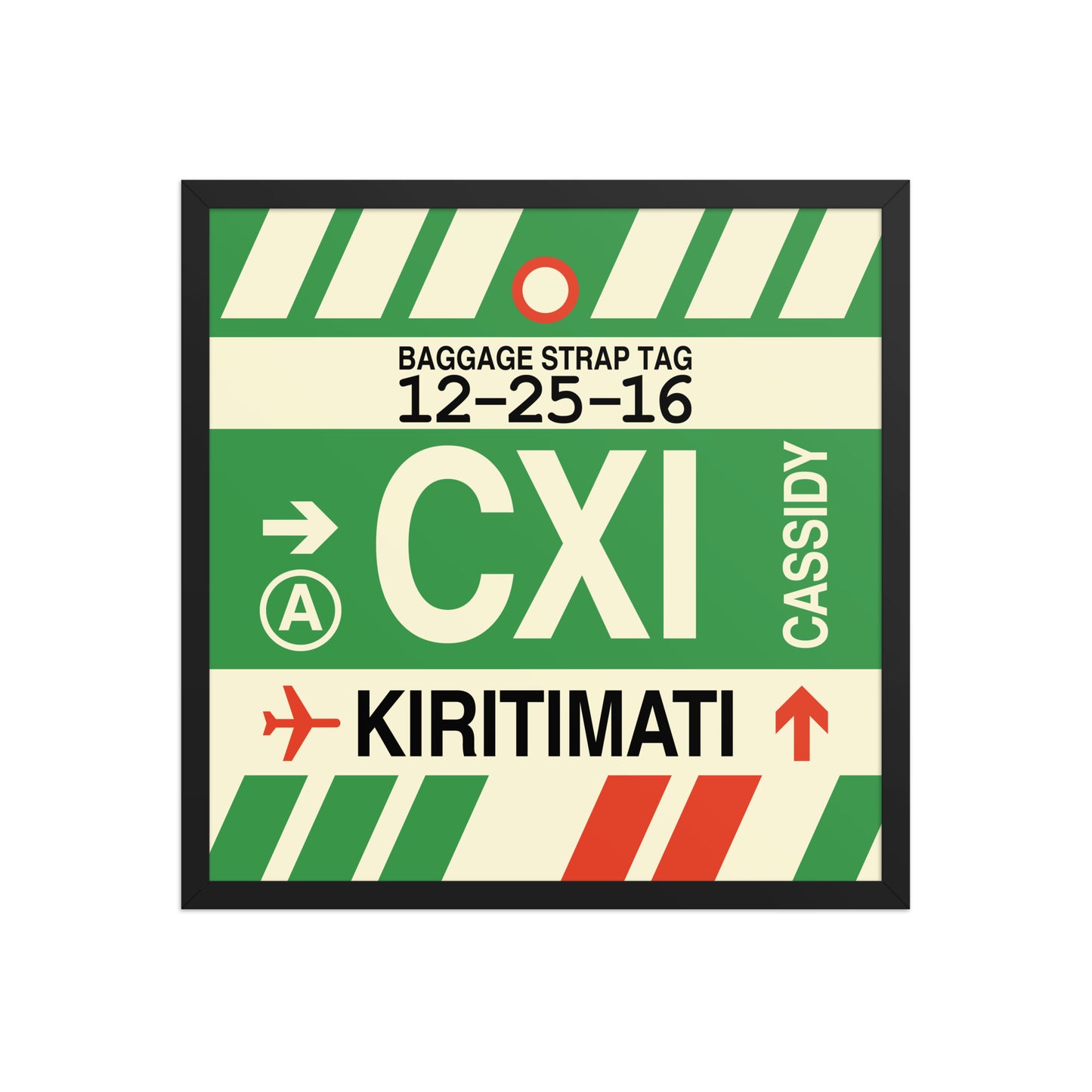 CXI Kiritimati Framed Print • Jet Age Baggage Tag Design • YHM Designs - Image 01