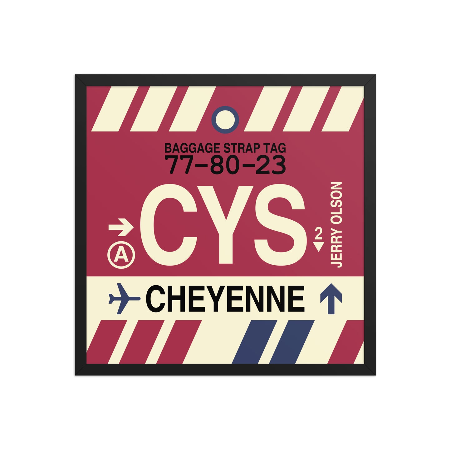 CYS Cheyenne Framed Print • Jet Age Baggage Tag Design • YHM Designs - Image 01