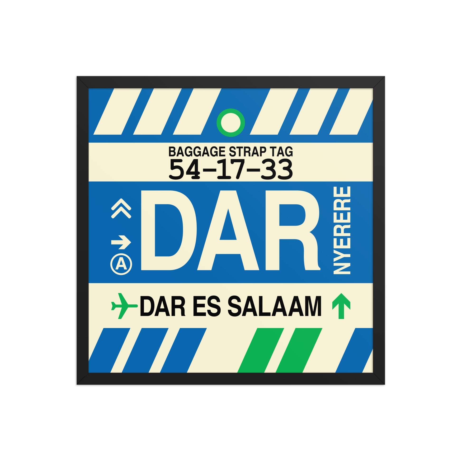 DAR Dar es Salaam Framed Print • Jet Age Baggage Tag Design • YHM Designs - Image 01