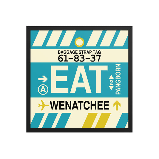 EAT Wenatchee Framed Print • Jet Age Baggage Tag Design • YHM Designs - Image 01
