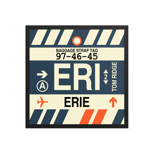 ERI Erie Framed Print • Jet Age Baggage Tag Design • YHM Designs - Image 01