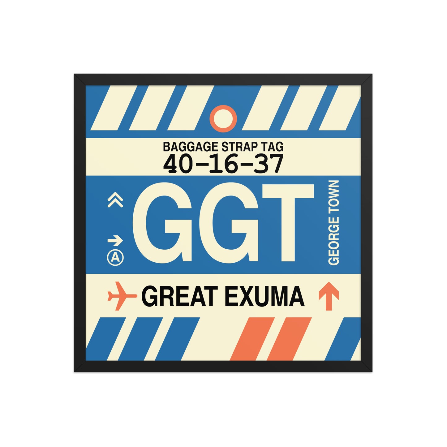 GGT Great Exuma Framed Print • Jet Age Baggage Tag Design • YHM Designs - Image 01