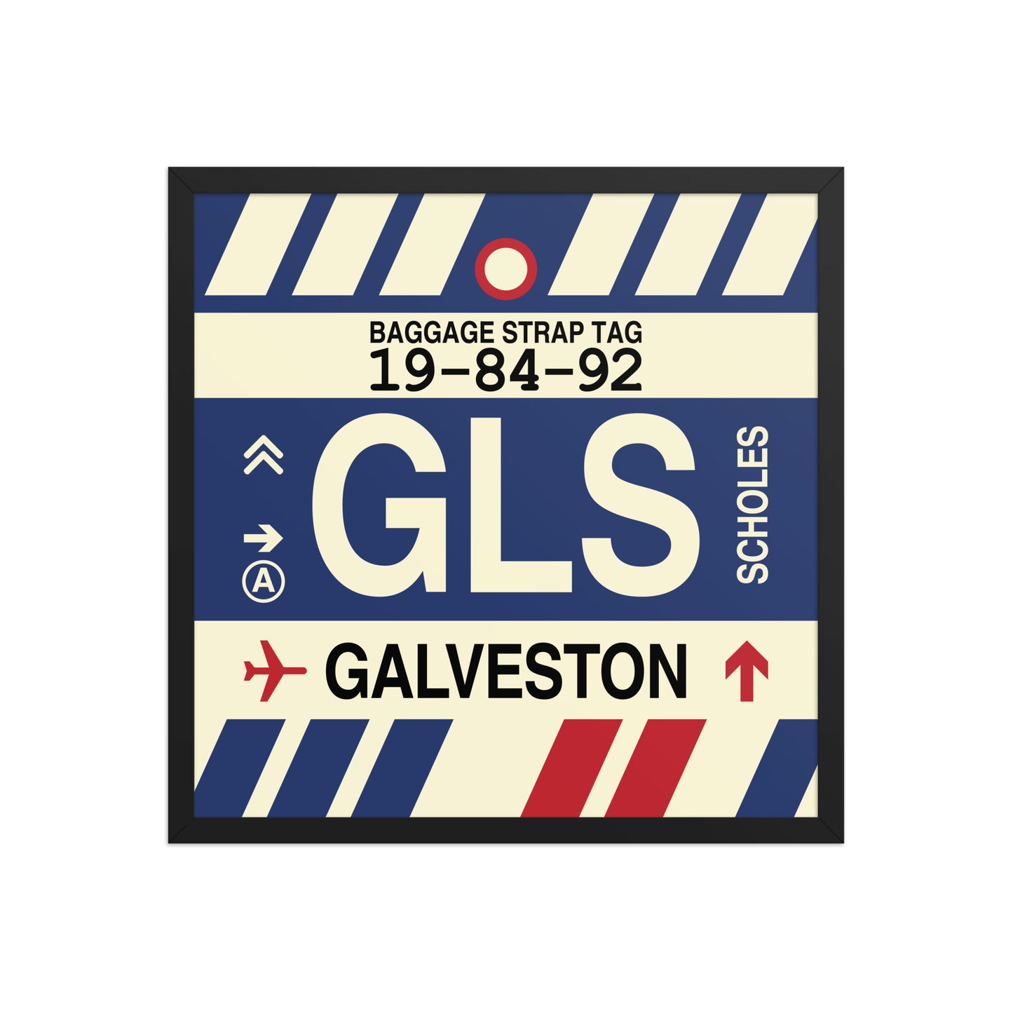 GLS Galveston Framed Print • Jet Age Baggage Tag Design • YHM Designs - Image 01