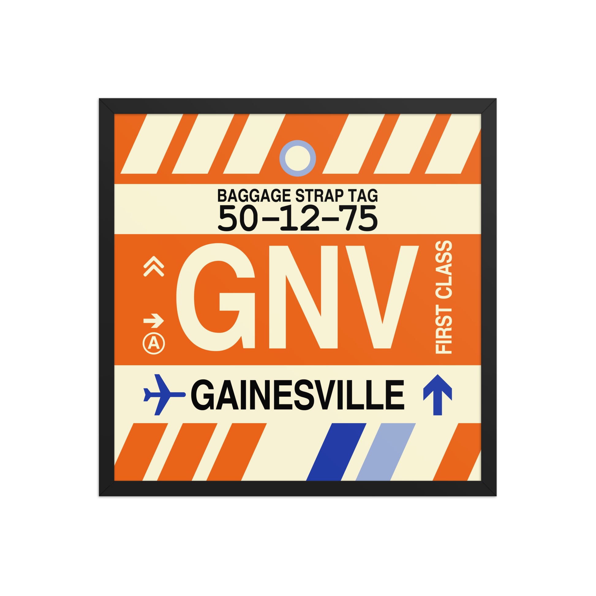 GNV Gainesville Framed Print • Jet Age Baggage Tag Design • YHM Designs - Image 01