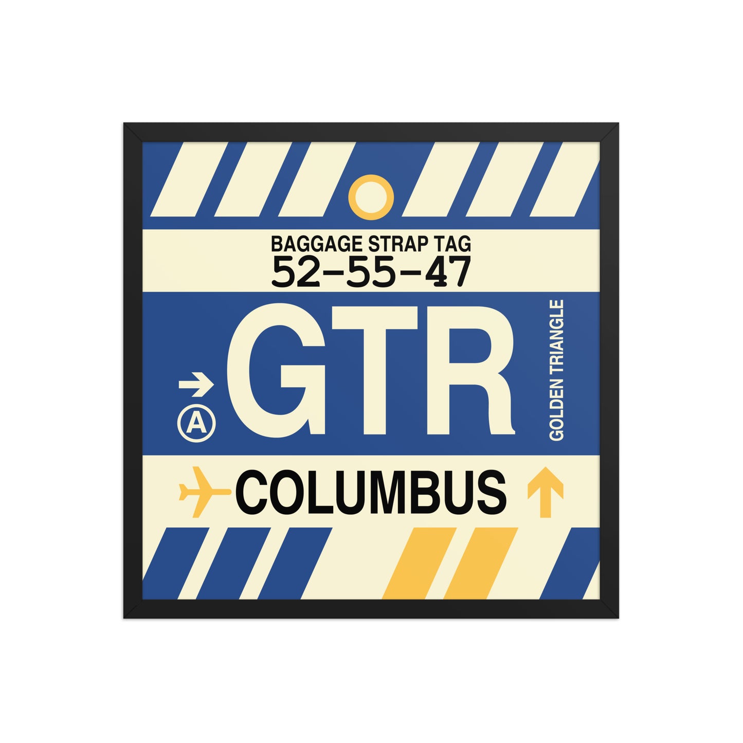 GTR Columbus Framed Print • Jet Age Baggage Tag Design • YHM Designs - Image 01