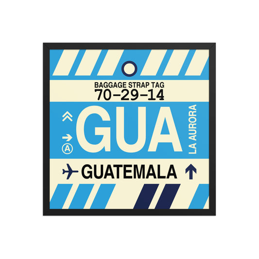 GUA Guatemala City Framed Print • Jet Age Baggage Tag Design • YHM Designs - Image 01