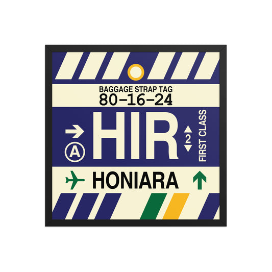 HIR Honiara Framed Print • Jet Age Baggage Tag Design • YHM Designs - Image 01