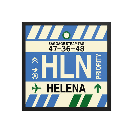 HLN Helena Framed Print • Jet Age Baggage Tag Design • YHM Designs - Image 01