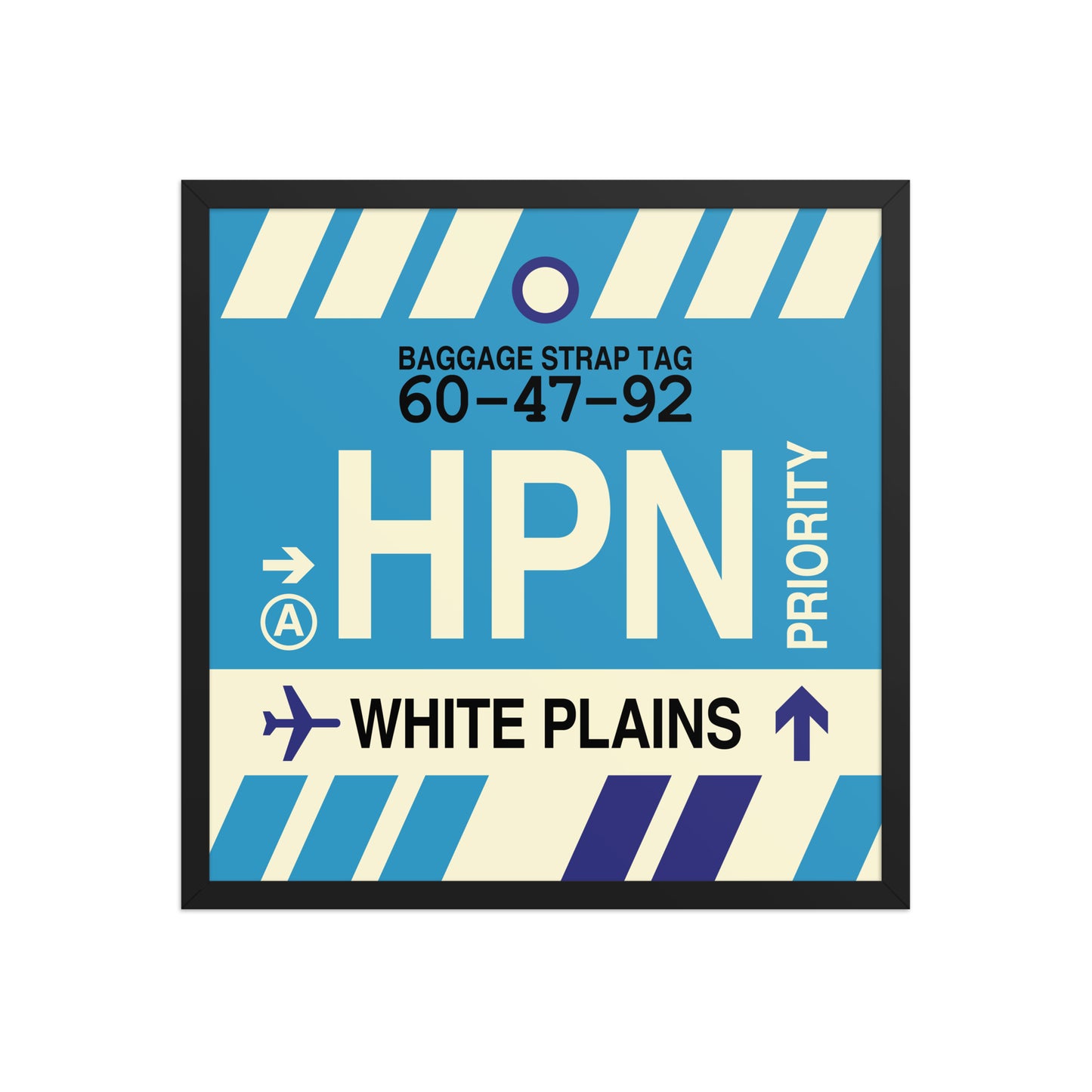 HPN White Plains Framed Print • Jet Age Baggage Tag Design • YHM Designs - Image 01
