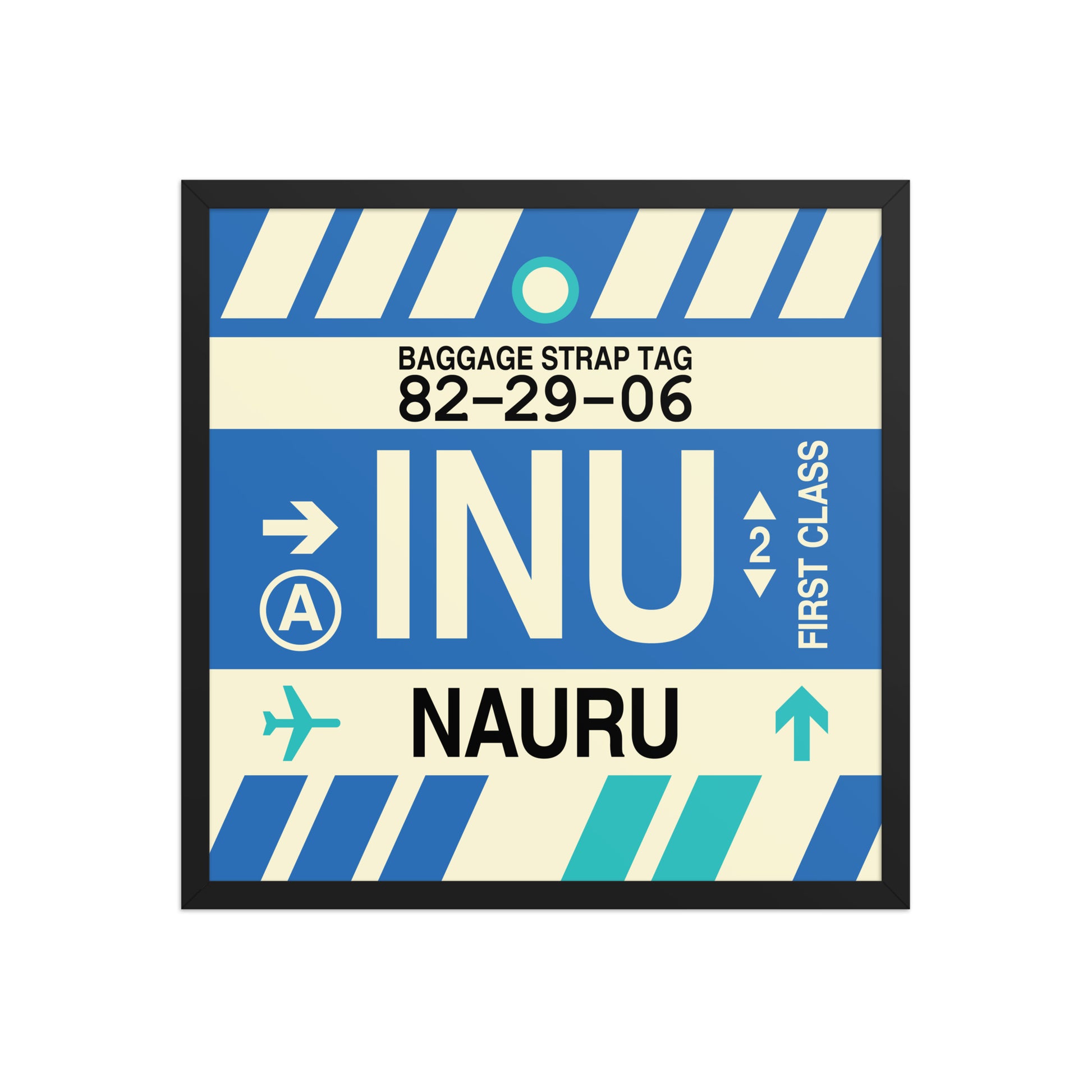 INU Nauru Framed Print • Jet Age Baggage Tag Design • YHM Designs - Image 01