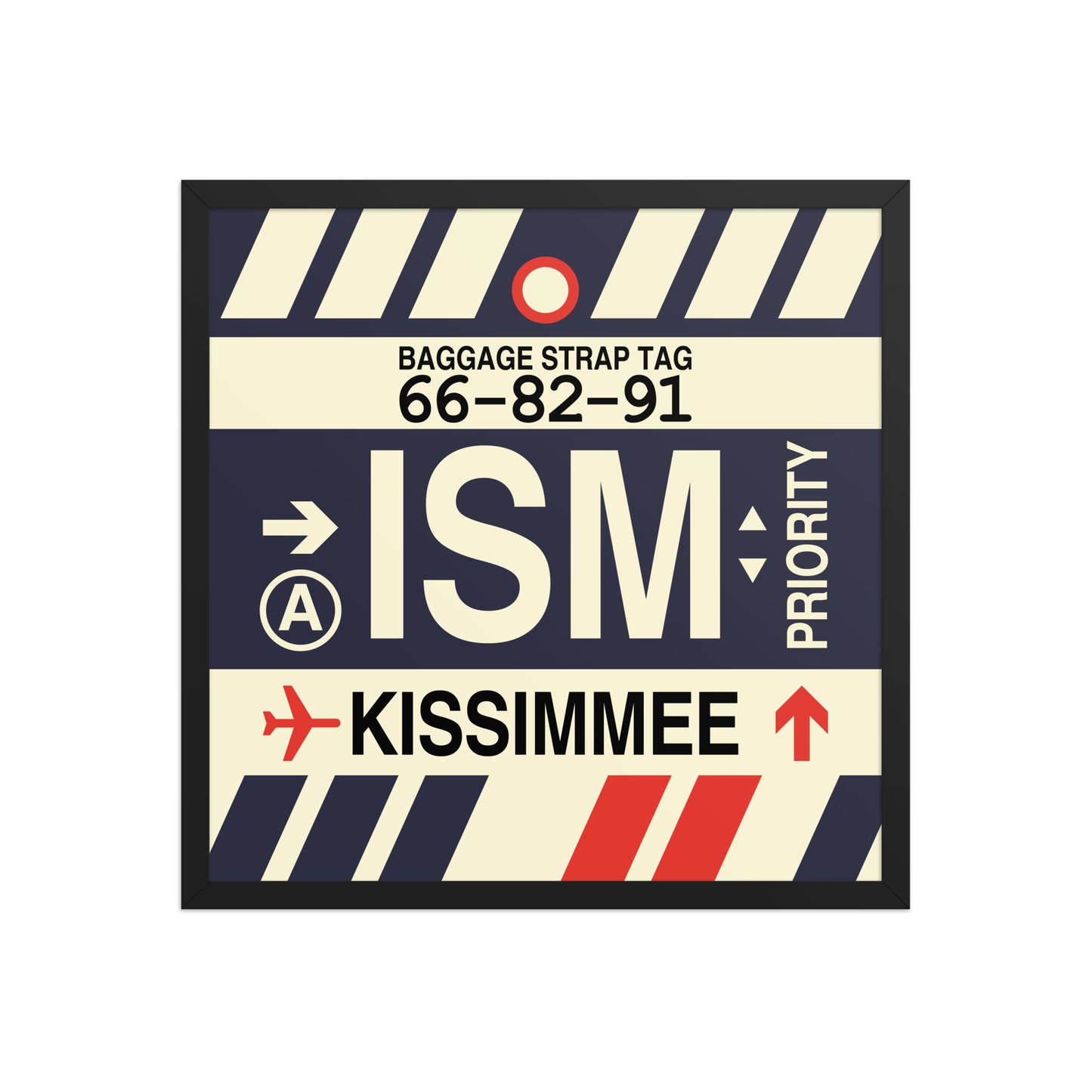 ISM Kissimmee Framed Print • Jet Age Baggage Tag Design • YHM Designs - Image 01