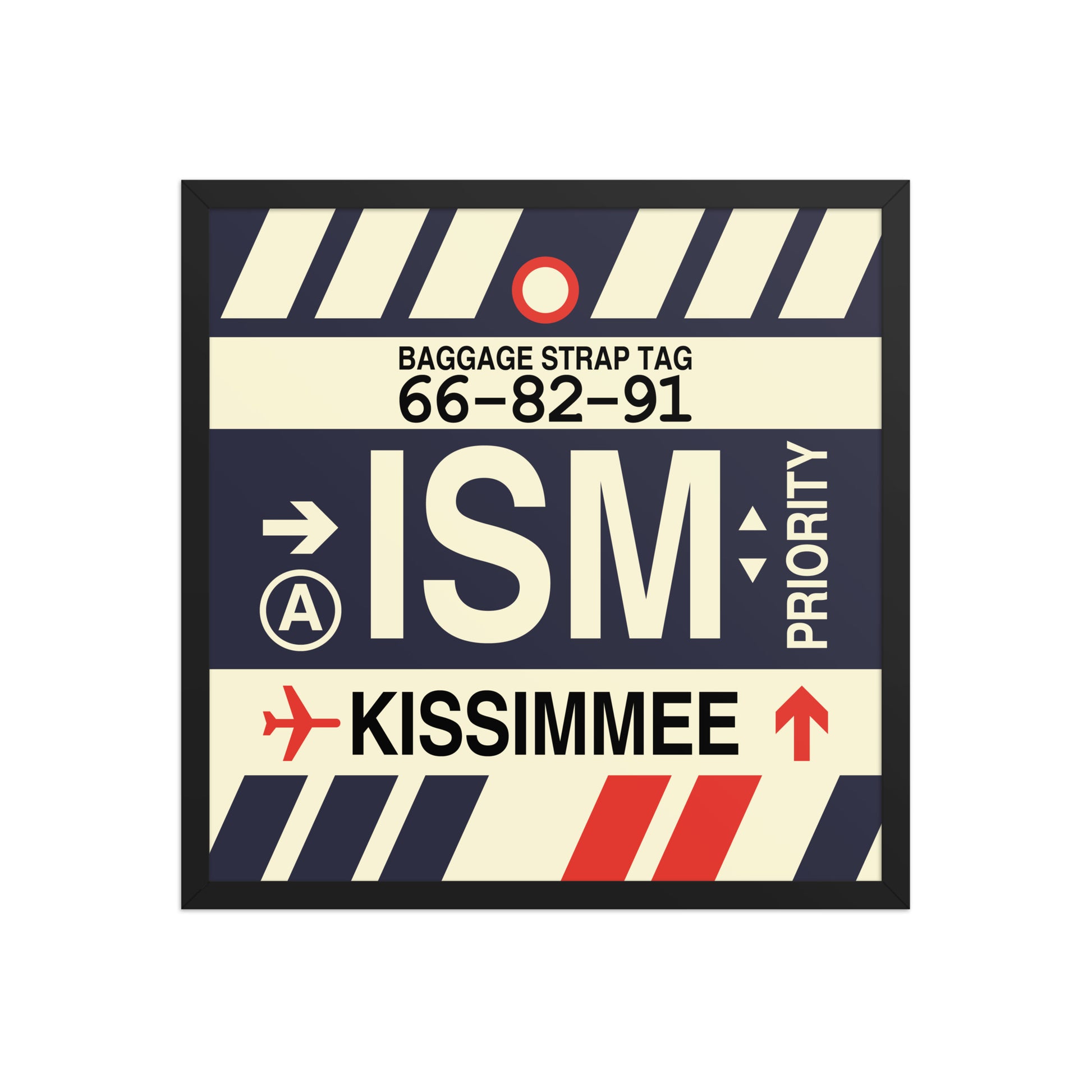 ISM Kissimmee Framed Print • Jet Age Baggage Tag Design • YHM Designs - Image 01