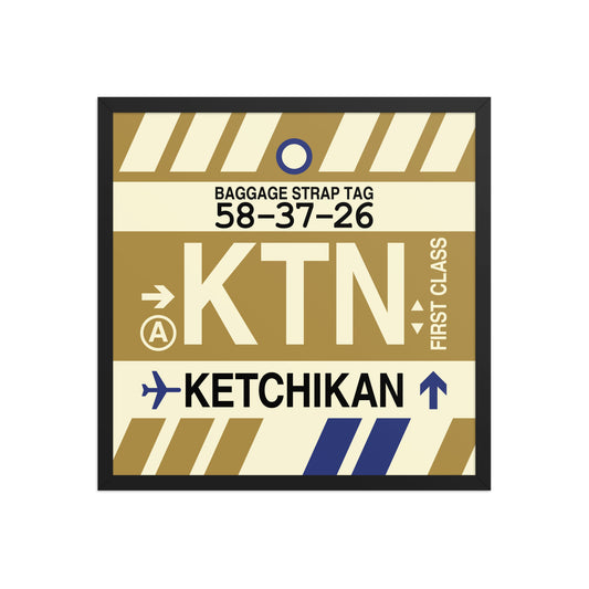 KTN Ketchikan Framed Print • Jet Age Baggage Tag Design • YHM Designs - Image 01