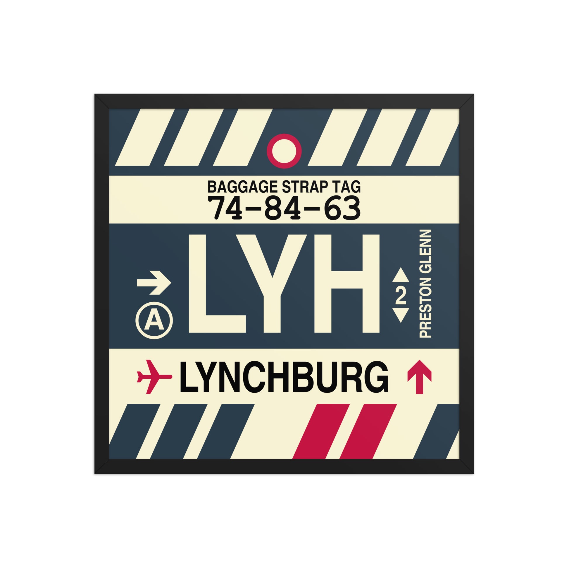 LYH Lynchburg Framed Print • Jet Age Baggage Tag Design • YHM Designs - Image 01