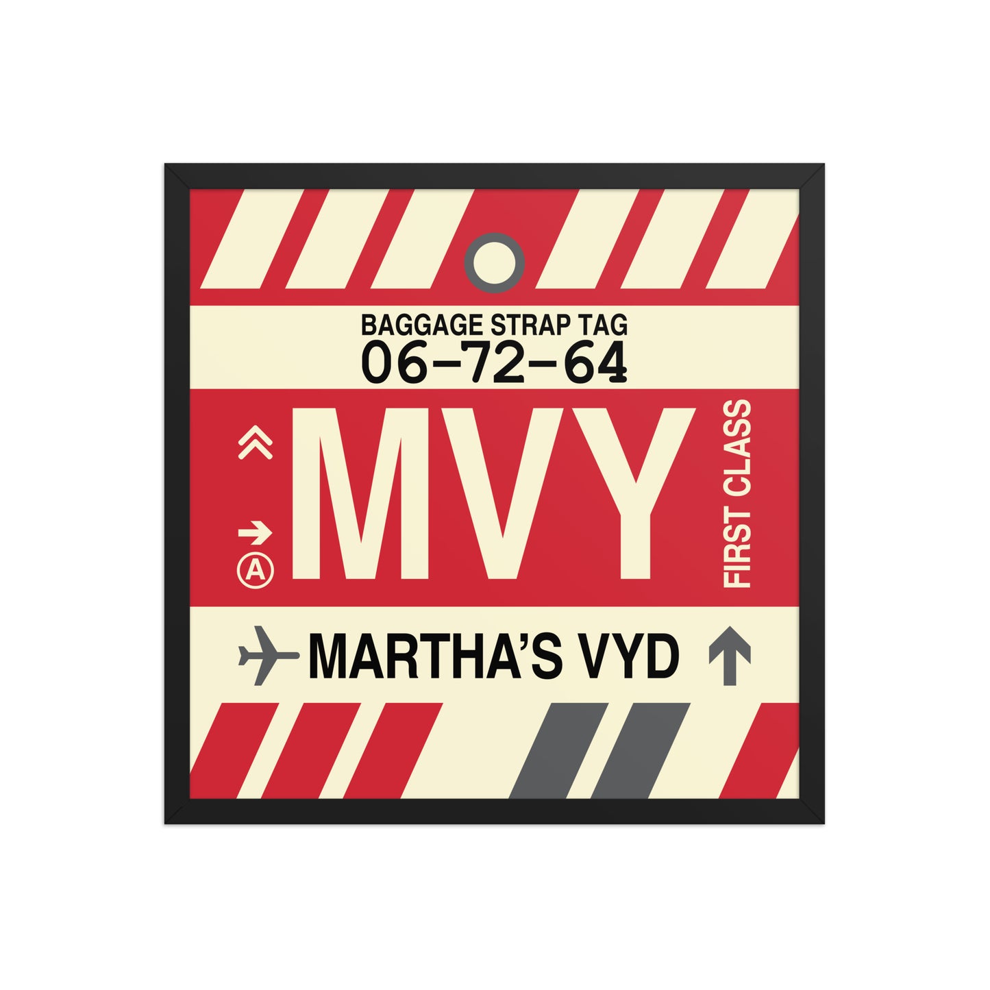MVY Martha's Vineyard Framed Print • Jet Age Baggage Tag Design • YHM Designs - Image 01