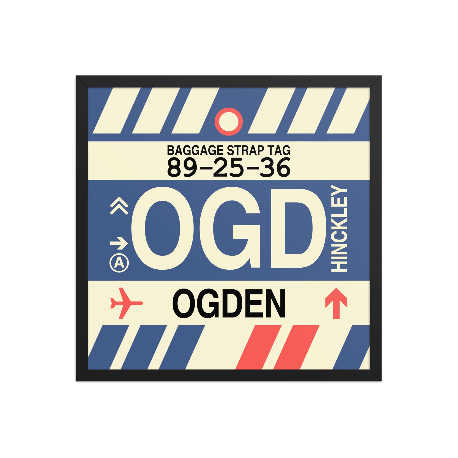 OGD Ogden Framed Print • Jet Age Baggage Tag Design • YHM Designs - Image 01