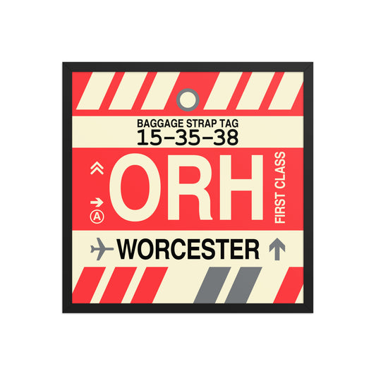 ORH Worcester Framed Print • Jet Age Baggage Tag Design • YHM Designs - Image 01