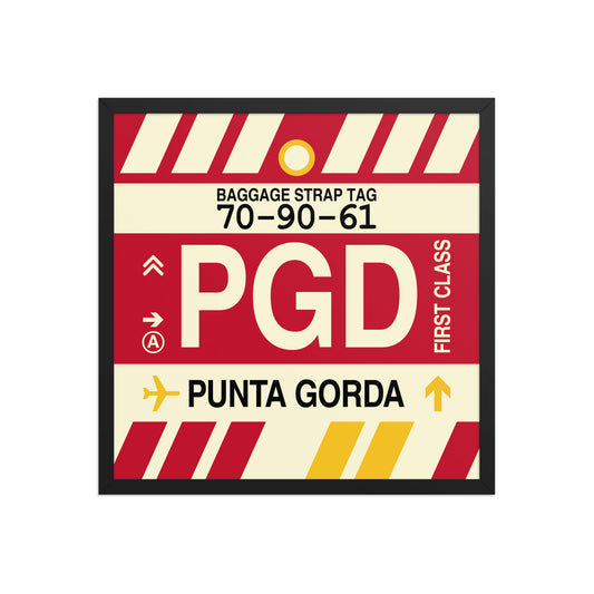 PGD Punta Gorda Framed Print • Jet Age Baggage Tag Design • YHM Designs - Image 01