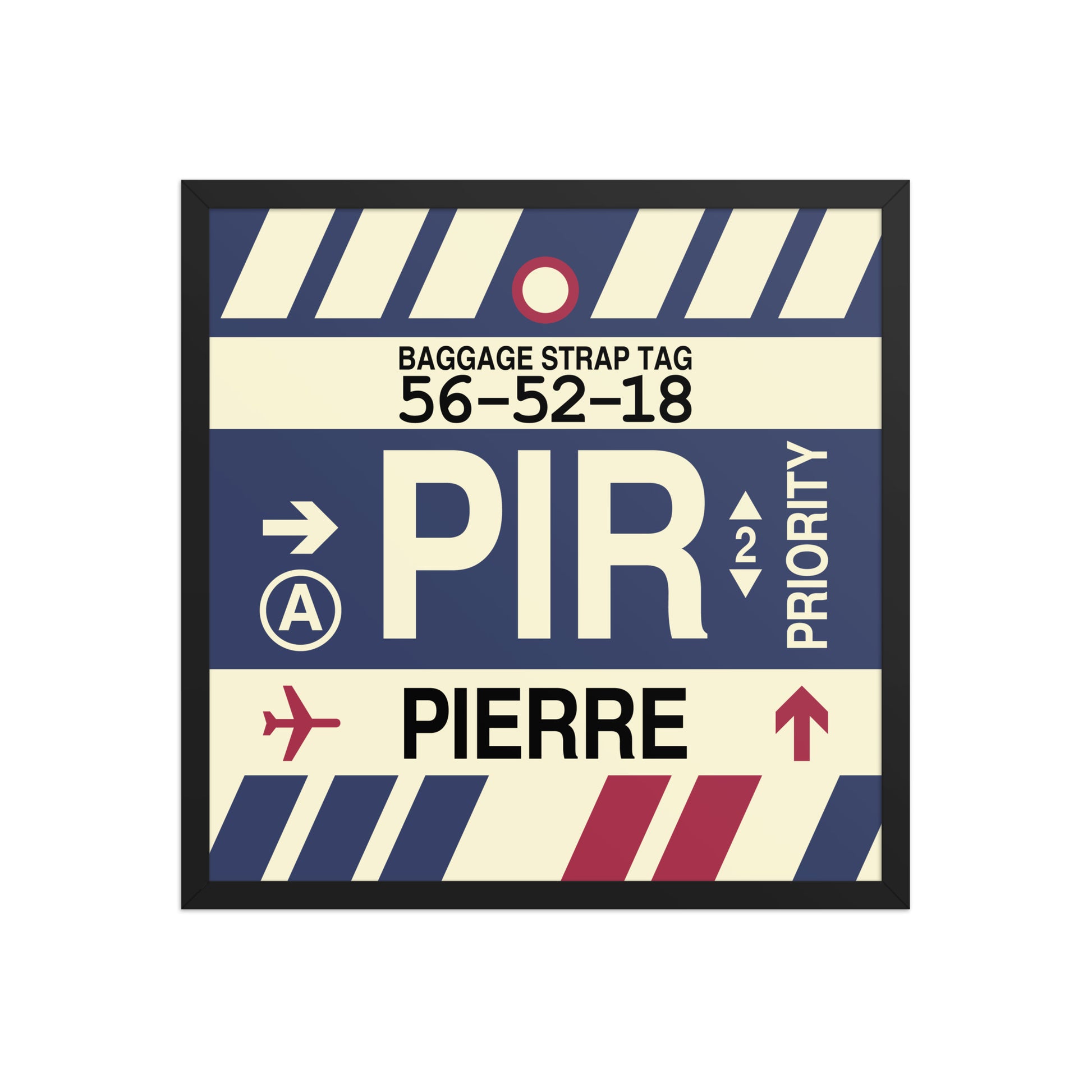 PIR Pierre Framed Print • Jet Age Baggage Tag Design • YHM Designs - Image 01