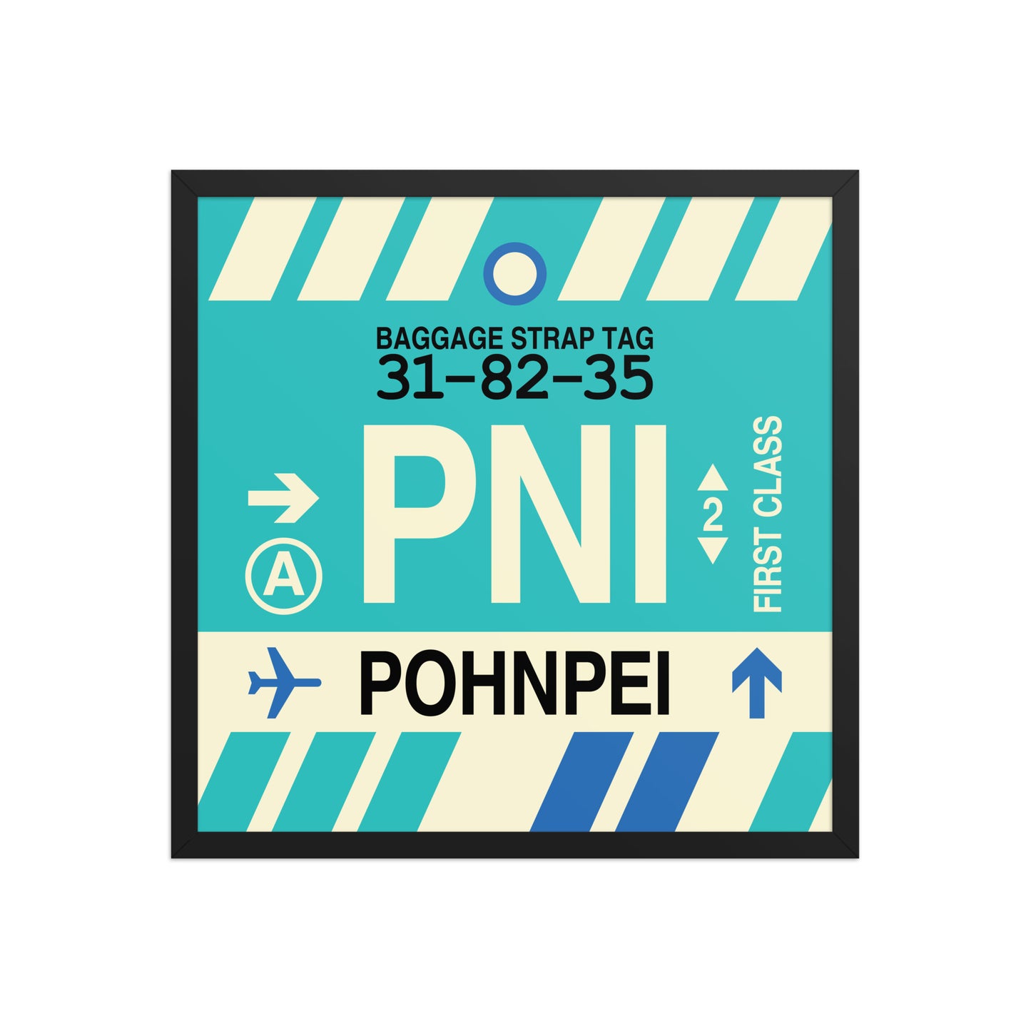 PNI Pohnpei Framed Print • Jet Age Baggage Tag Design • YHM Designs - Image 01