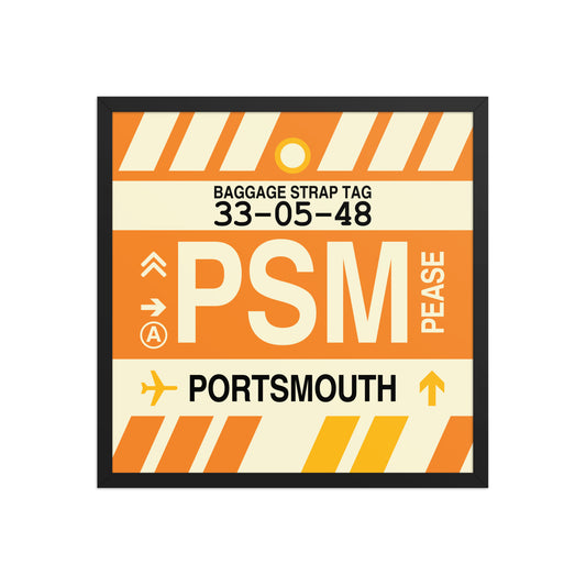 PSM Portsmouth Framed Print • Jet Age Baggage Tag Design • YHM Designs - Image 01