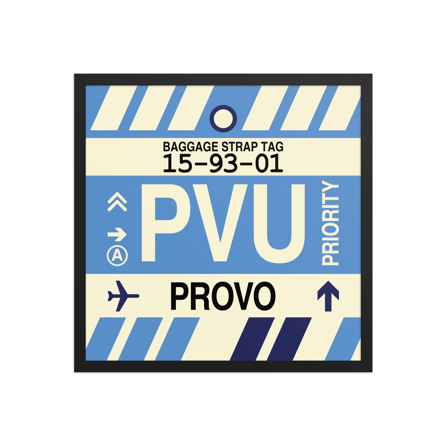 PVU Provo Framed Print • Jet Age Baggage Tag Design • YHM Designs - Image 01