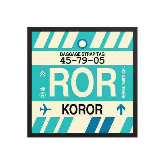 ROR Koror Framed Print • Jet Age Baggage Tag Design • YHM Designs - Image 01
