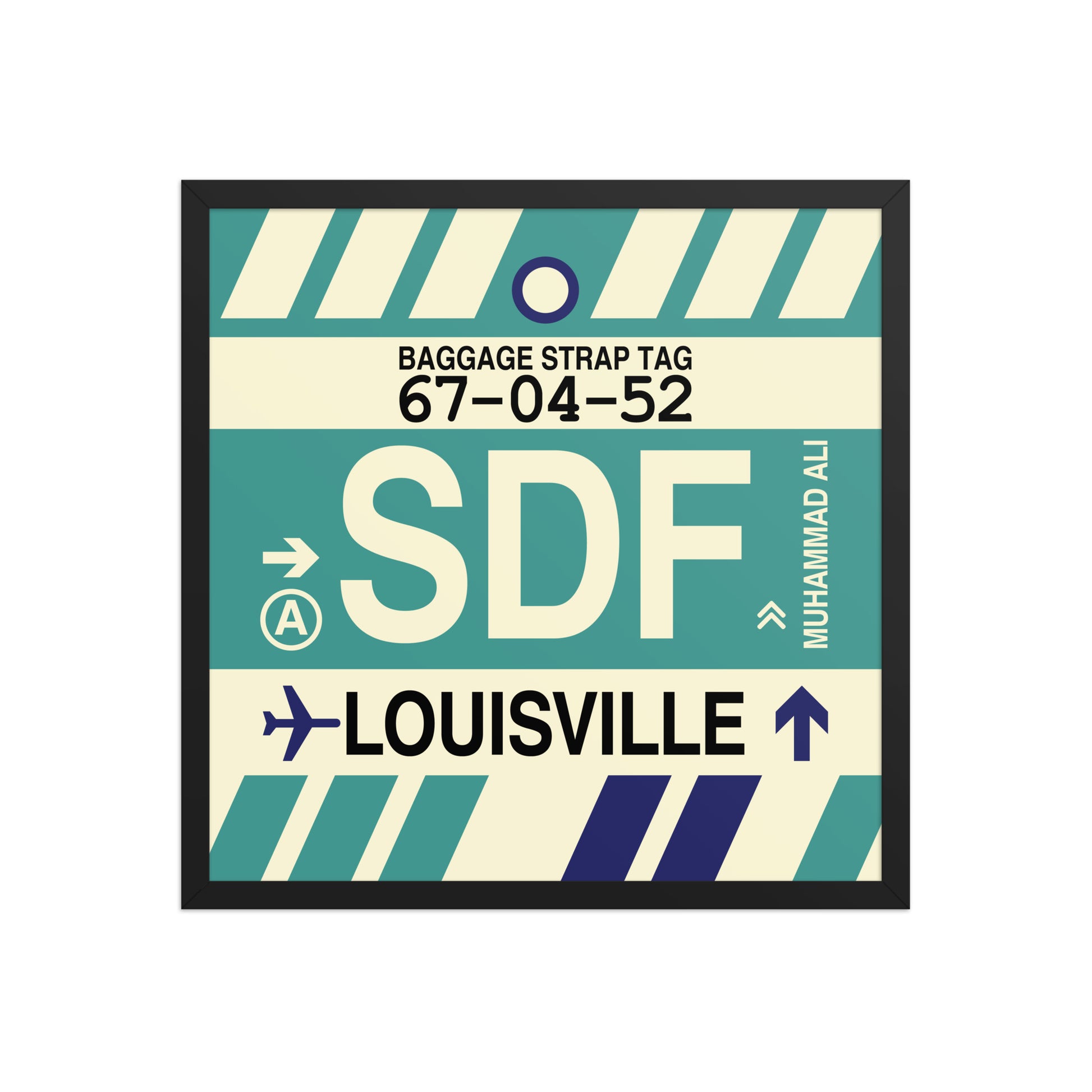 SDF Louisville Framed Print • Jet Age Baggage Tag Design • YHM Designs - Image 01