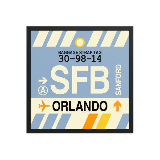 SFB Orlando Framed Print • Jet Age Baggage Tag Design • YHM Designs - Image 01