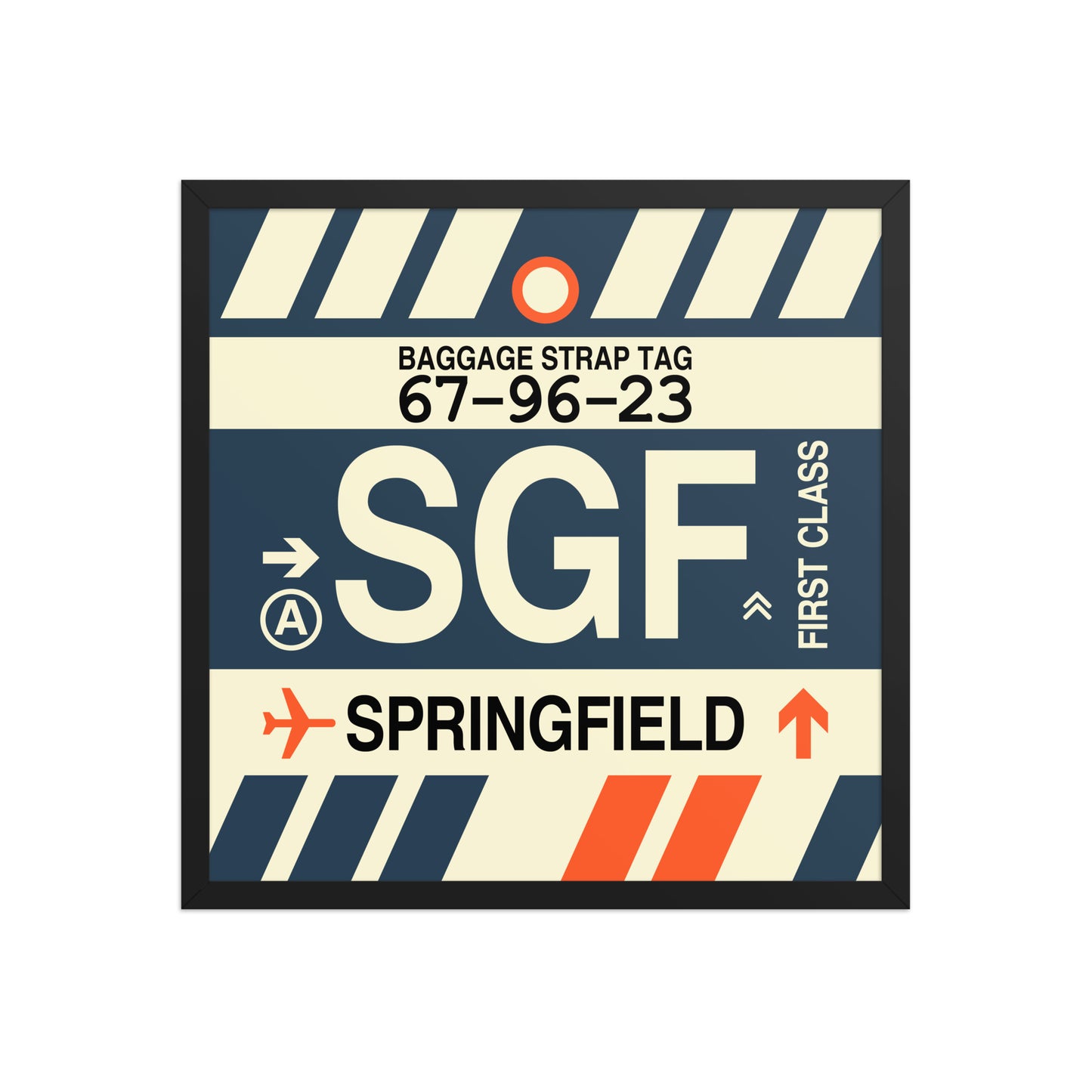 SGF Springfield Framed Print • Jet Age Baggage Tag Design • YHM Designs - Image 01