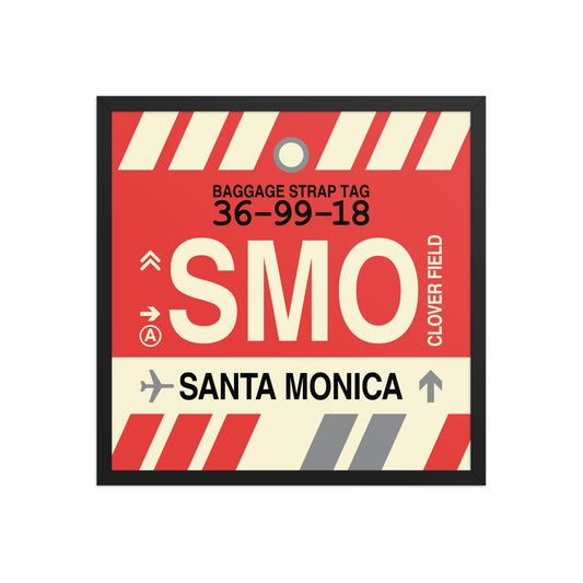 SMO Santa Monica Framed Print • Jet Age Baggage Tag Design • YHM Designs - Image 01