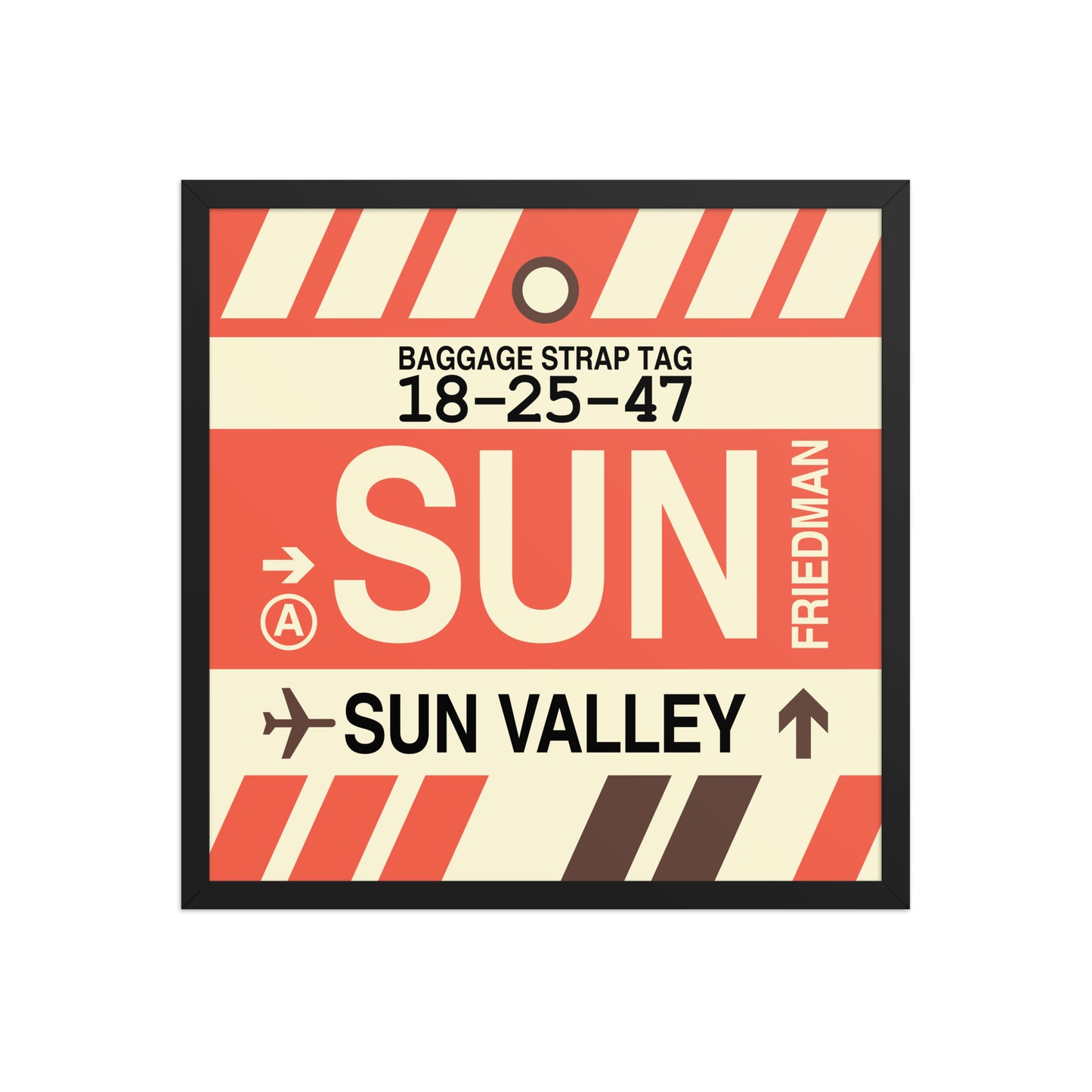 SUN Sun Valley Framed Print • Jet Age Baggage Tag Design • YHM Designs - Image 01