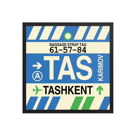 TAS Tashkent Framed Print • Jet Age Baggage Tag Design • YHM Designs - Image 01
