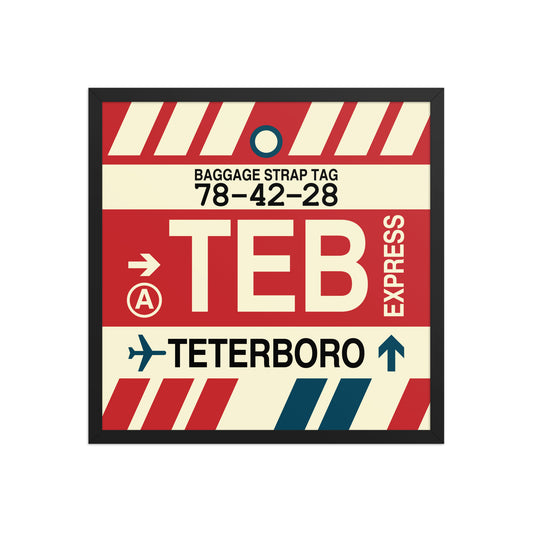 TEB Teterboro Framed Print • Jet Age Baggage Tag Design • YHM Designs - Image 01