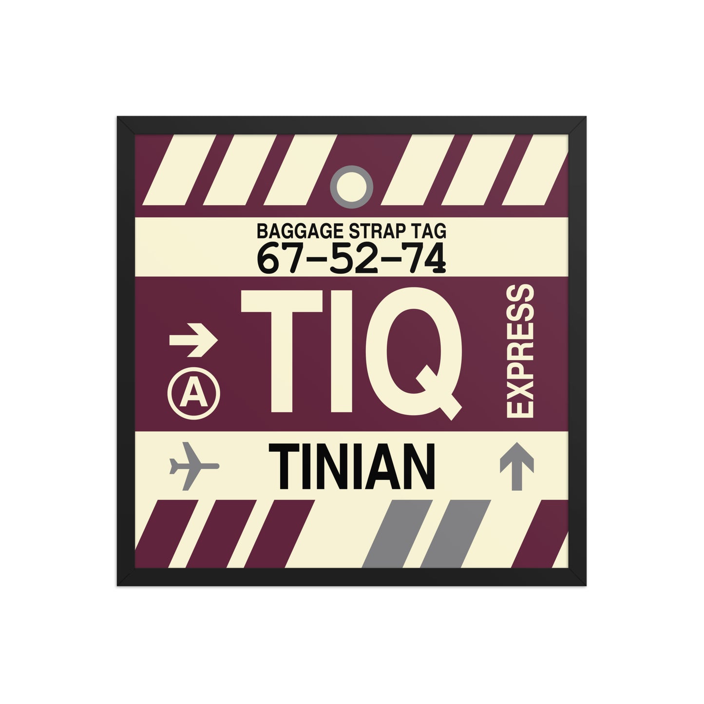 TIQ Tinian Framed Print • Jet Age Baggage Tag Design • YHM Designs - Image 01