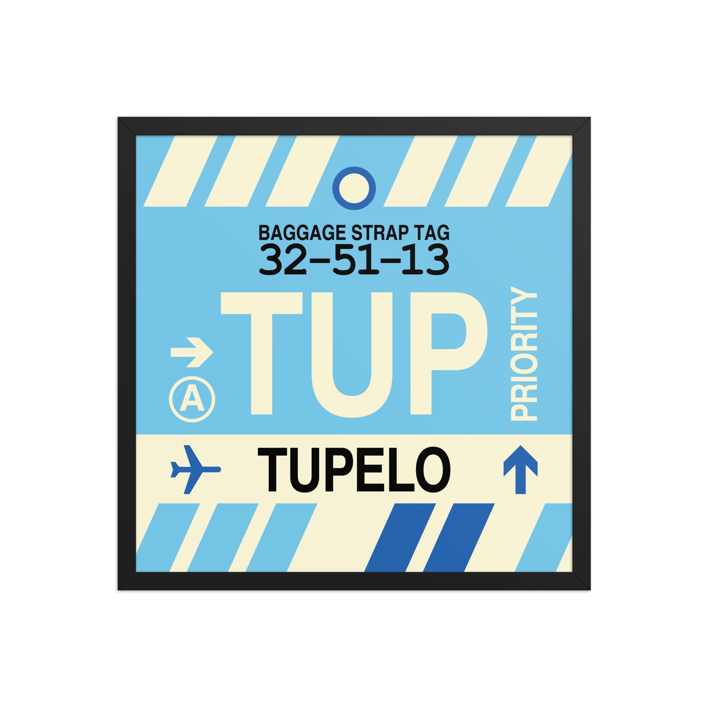 TUP Tupelo Framed Print • Jet Age Baggage Tag Design • YHM Designs - Image 01