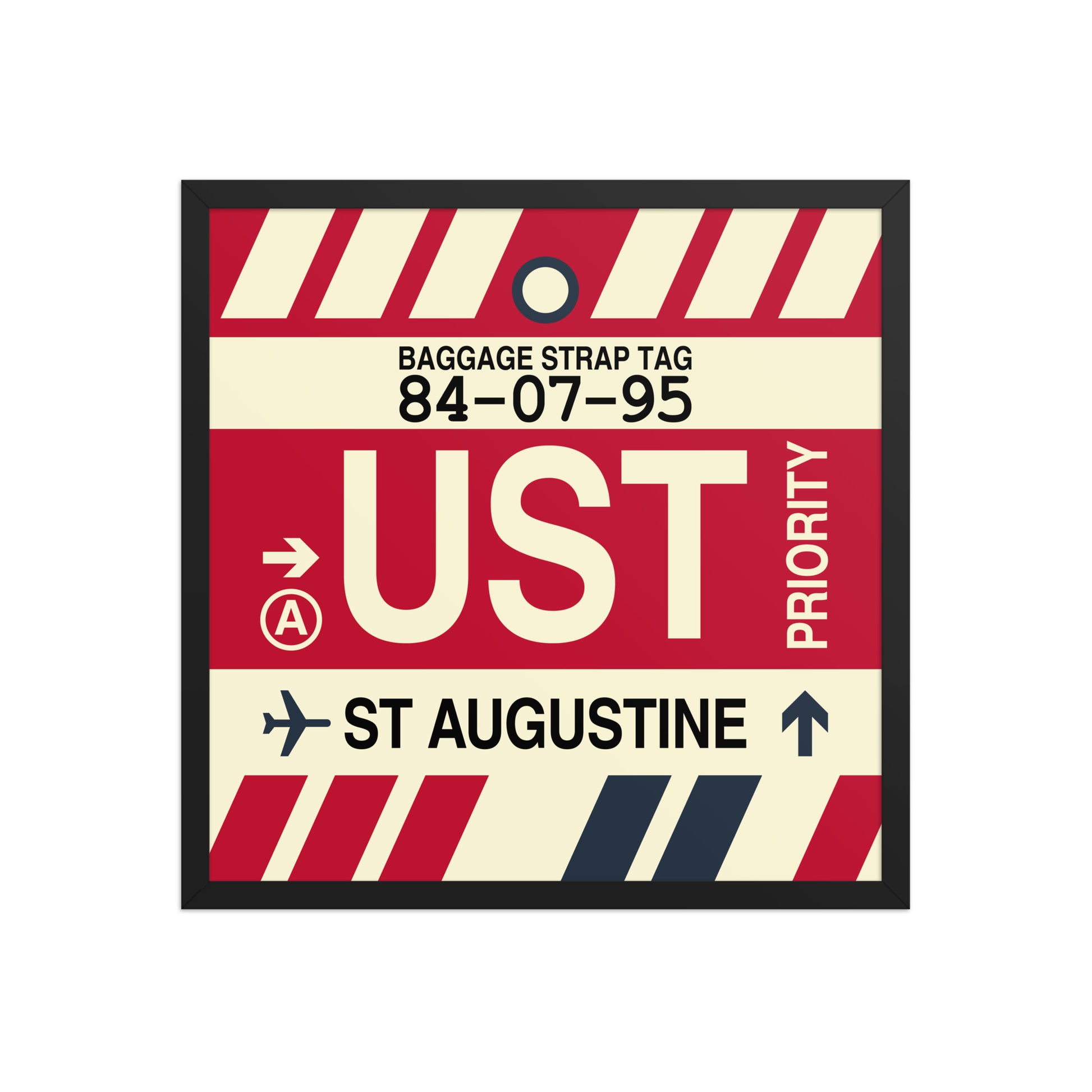 UST St. Augustine Framed Print • Jet Age Baggage Tag Design • YHM Designs - Image 01