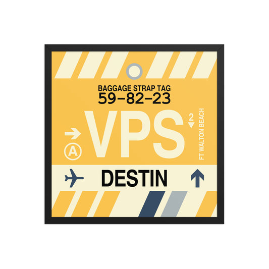 VPS Destin-Fort Walton Beach Framed Print • Jet Age Baggage Tag Design • YHM Designs - Image 01