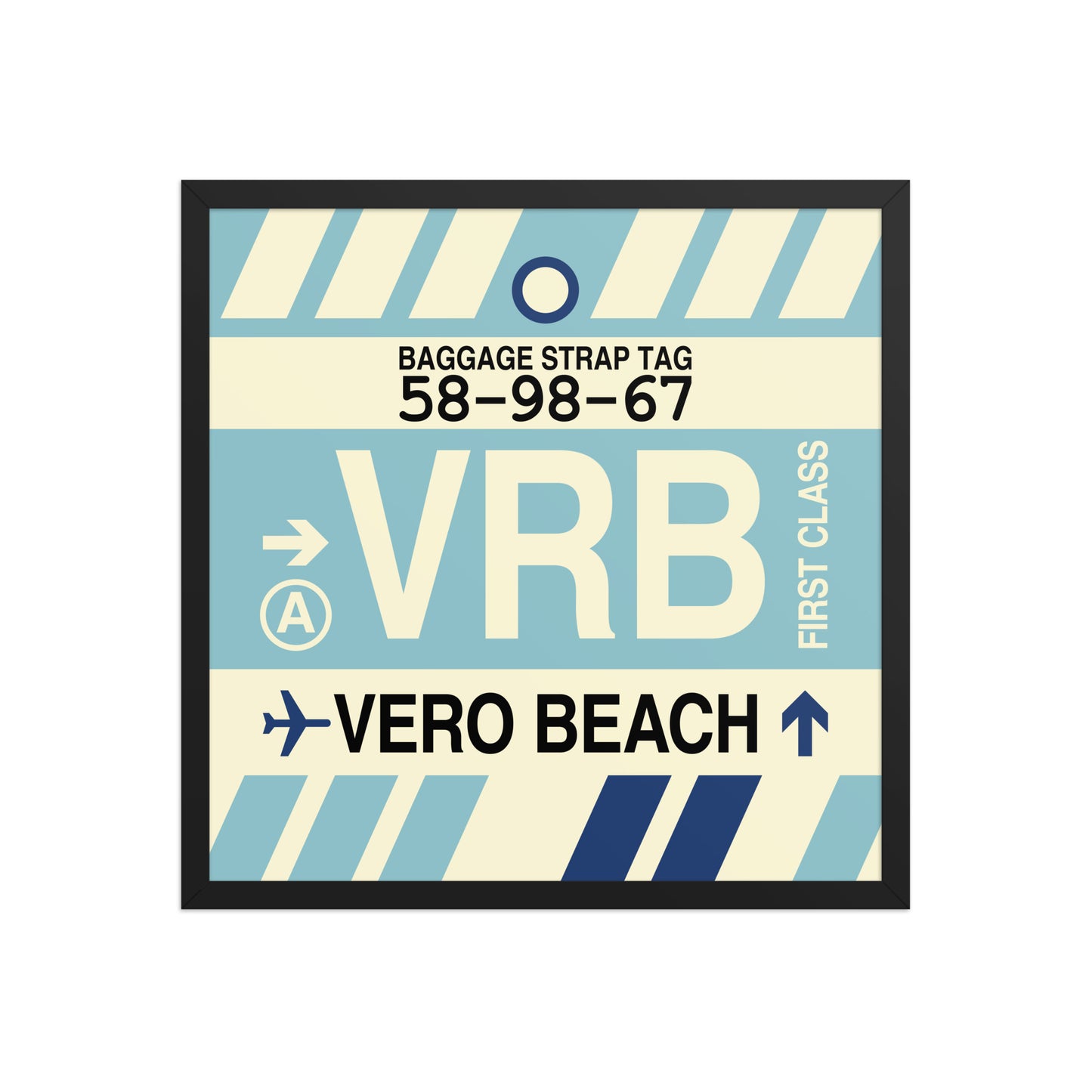 VRB Vero Beach Framed Print • Jet Age Baggage Tag Design • YHM Designs - Image 01