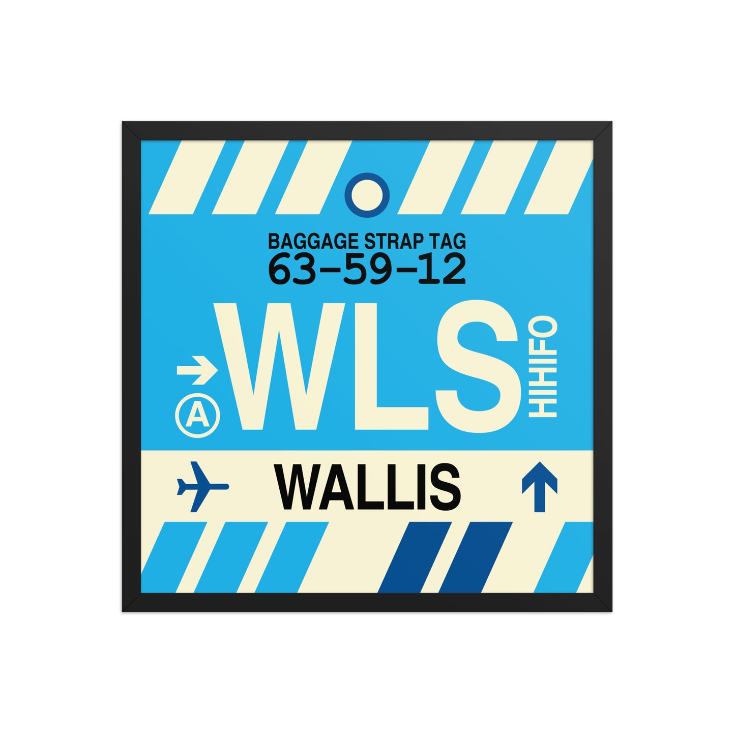WLS Wallis Island Framed Print • Jet Age Baggage Tag Design • YHM Designs - Image 01