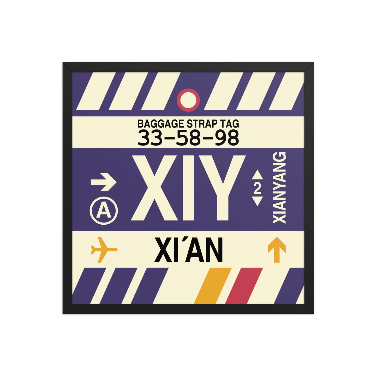 XIY Xi'an Framed Print • Jet Age Baggage Tag Design • YHM Designs - Image 01