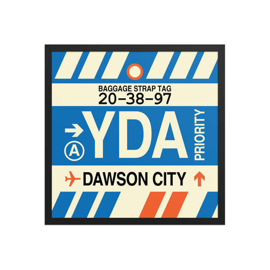 YDA Dawson City Framed Print • Jet Age Baggage Tag Design • YHM Designs - Image 01