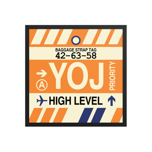 YOJ High Level Framed Print • Jet Age Baggage Tag Design • YHM Designs - Image 01