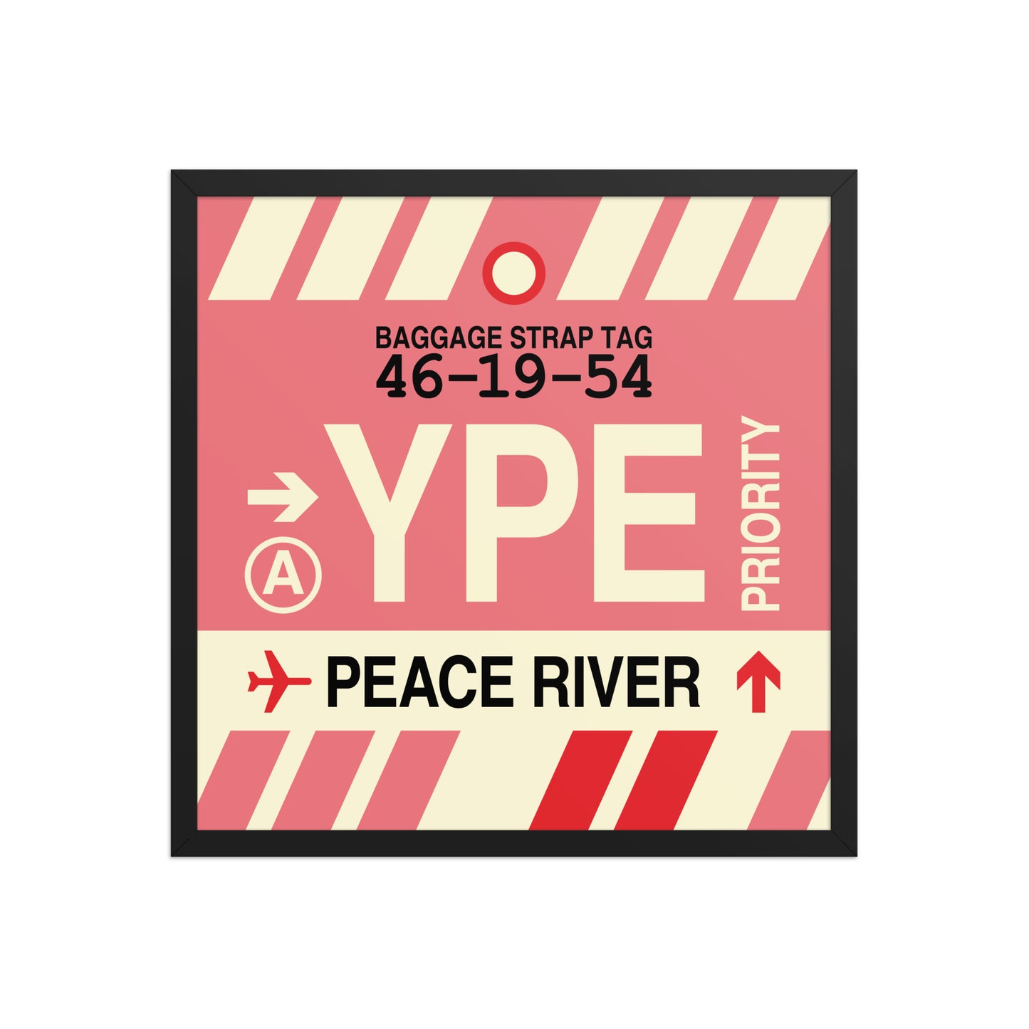 YPE Peace River Framed Print • Jet Age Baggage Tag Design • YHM Designs - Image 01