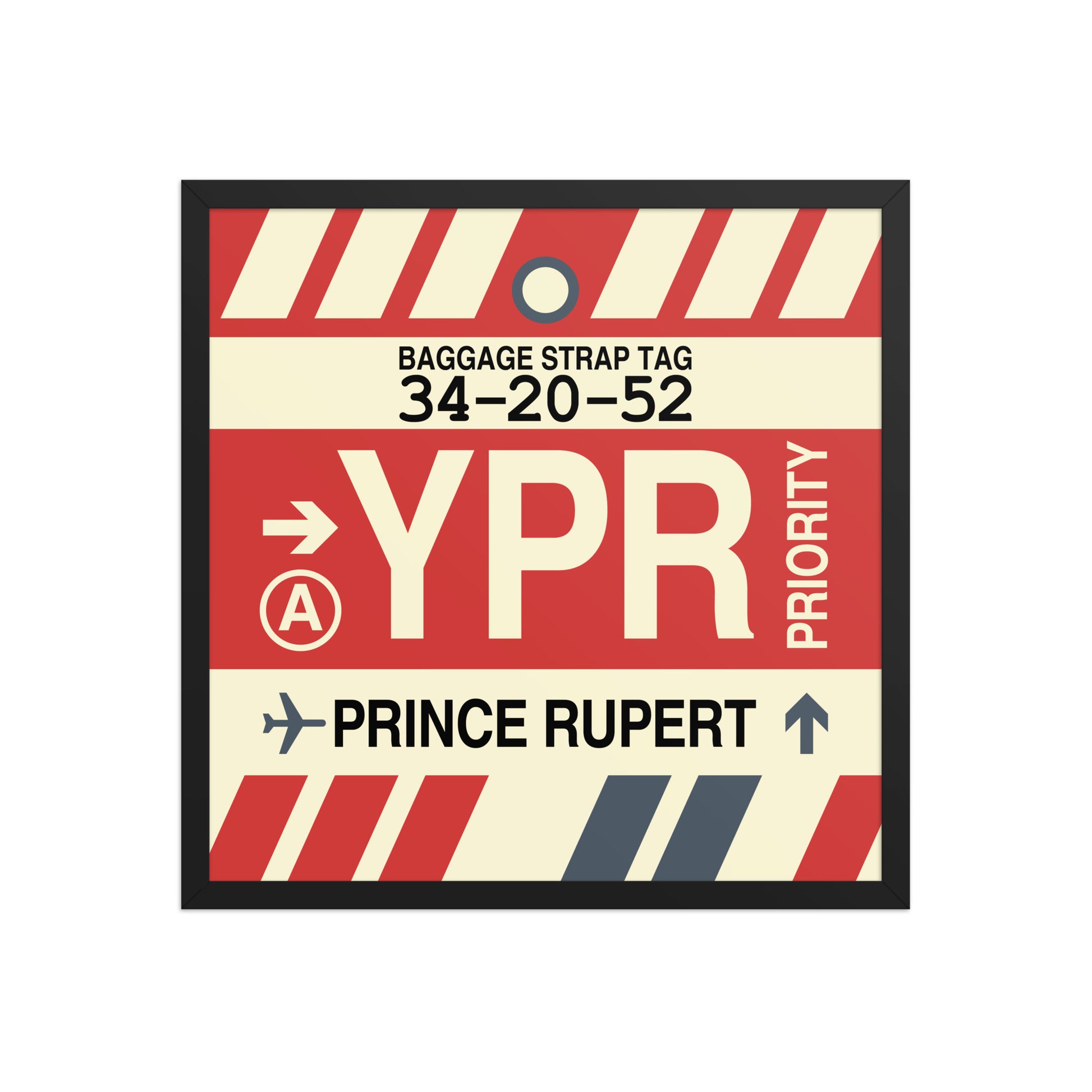 YPR Prince Rupert Framed Print • Jet Age Baggage Tag Design • YHM Designs - Image 01