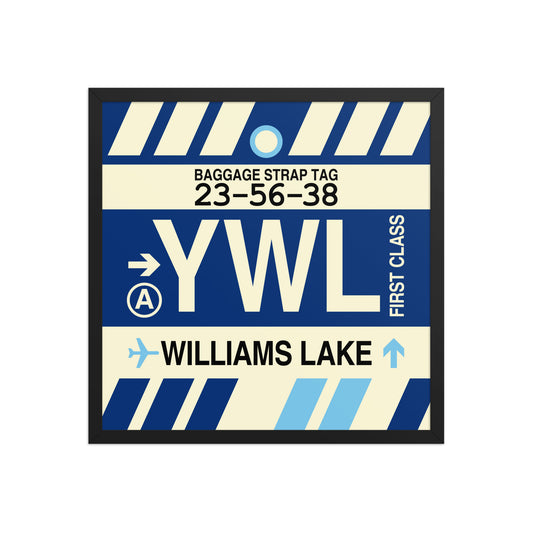 YWL Williams Lake Framed Print • Jet Age Baggage Tag Design • YHM Designs - Image 01